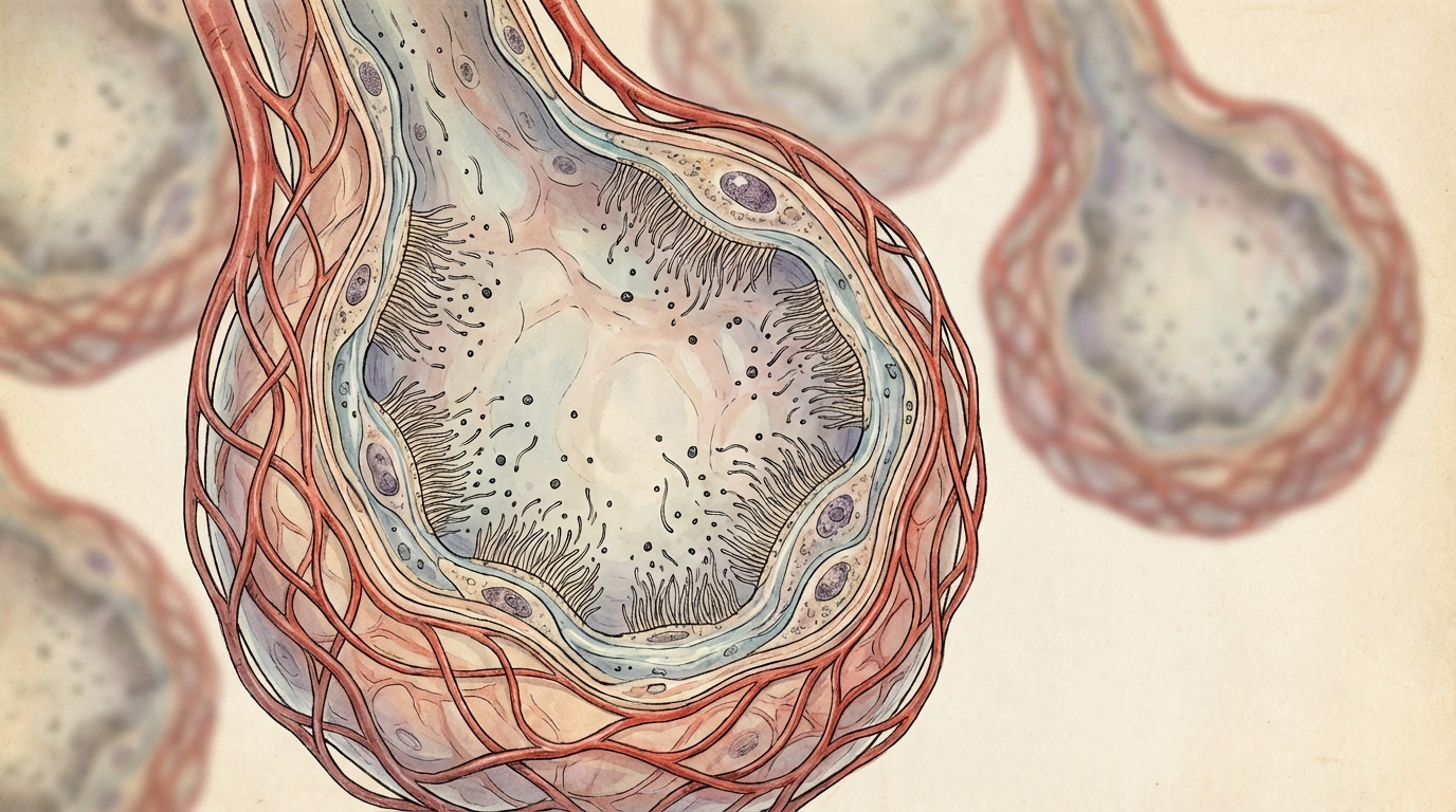 Les alvéoles pulmonaires et leurs cils vibratoires