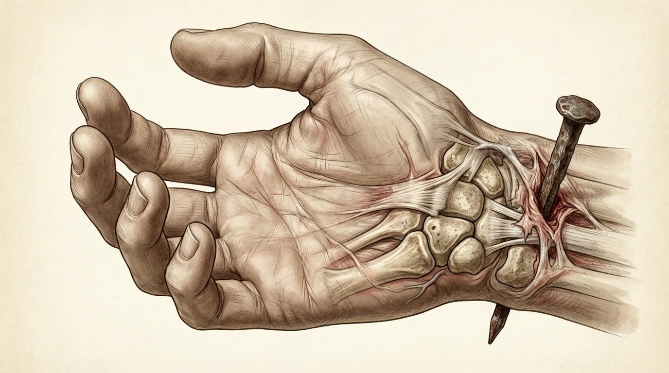 Le clouage des mains d’après le Linceul 