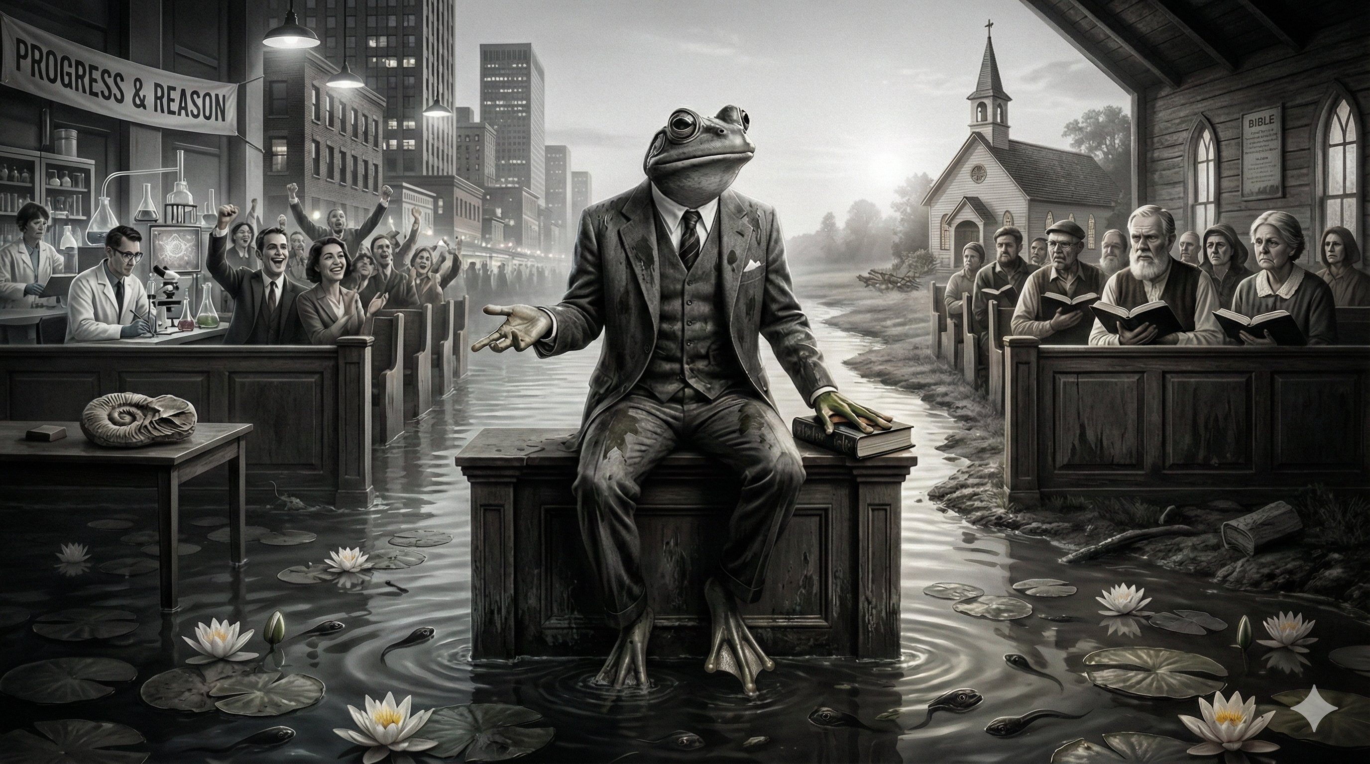 Le procès du singe en 1925. Leçon aux amphibiens