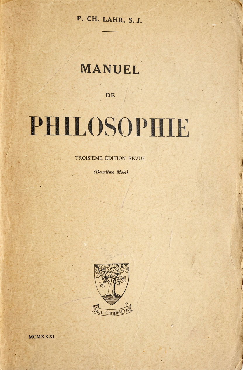 Couverture du Manuel de Philosophie du P. Ch. Lahr.