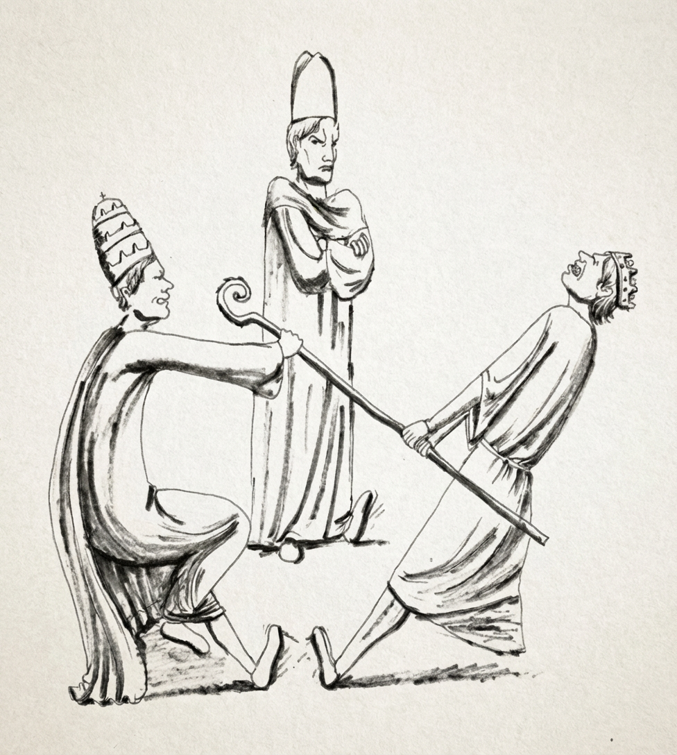 La querelle des investitures (dessin M.T.)