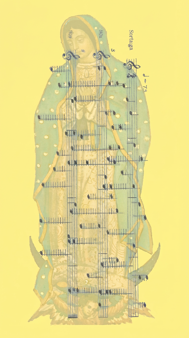 Assignation des sons musicaux à chaque motif sur l'Image de la Vierge de Guadalupe.