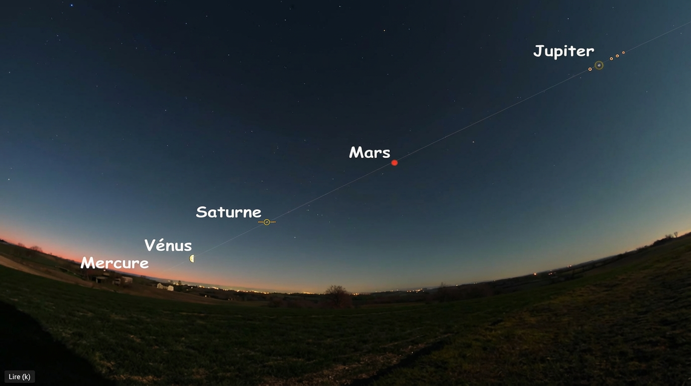Le plan de l’écliptique avec les 5 planètes à l’origine de la semaine de 7 jours