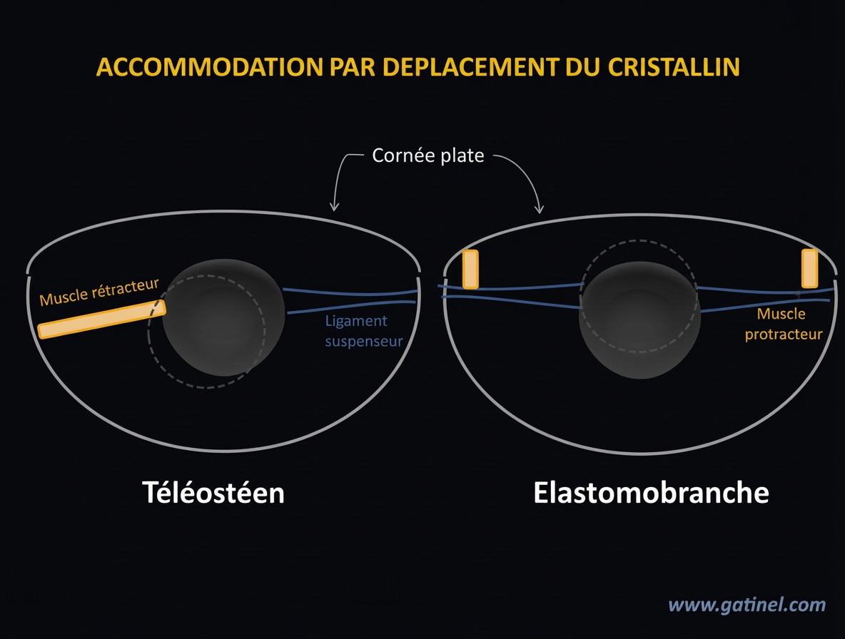 Muscles et ligaments sont disposés différemment.