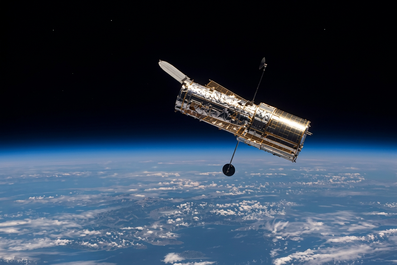 Le télescope spatial Hubble (lancé le 24 avril 1990)