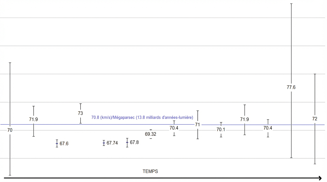 Mesures de la « constante » de Hubble au cours des 10 dernières années,