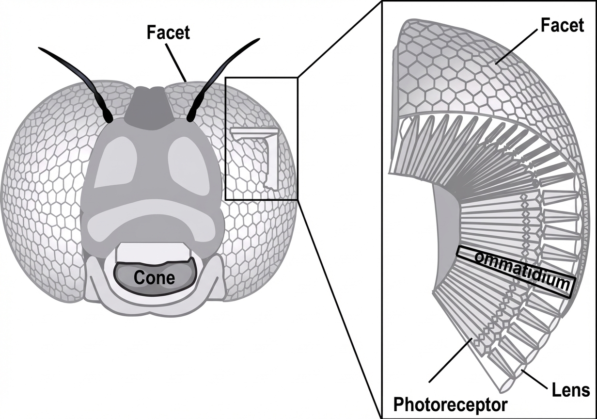 Facettes de l'oeil d'abeille