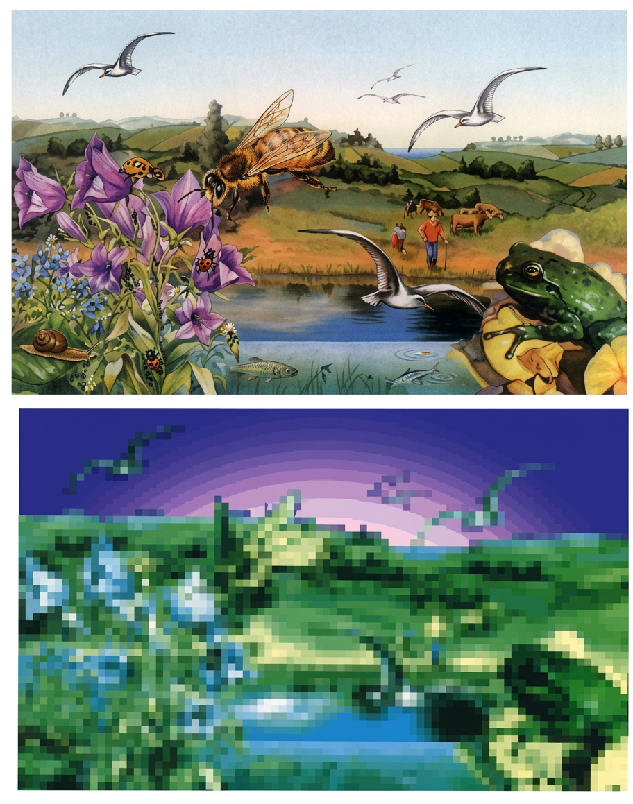 Reconstitution partielle de la vision d'une abeille