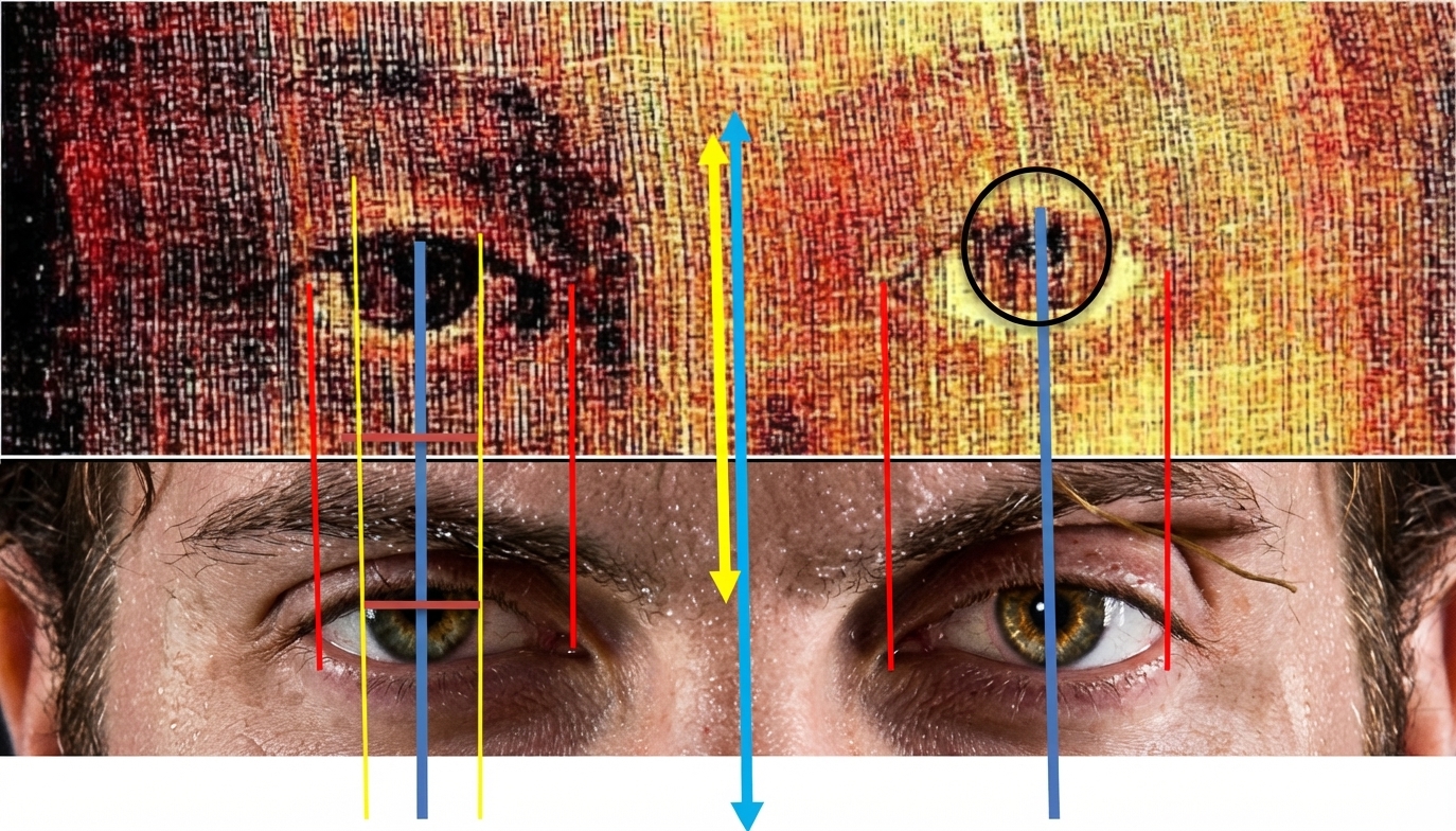 Analyse des yeux de l'homme du voile de Manoppello