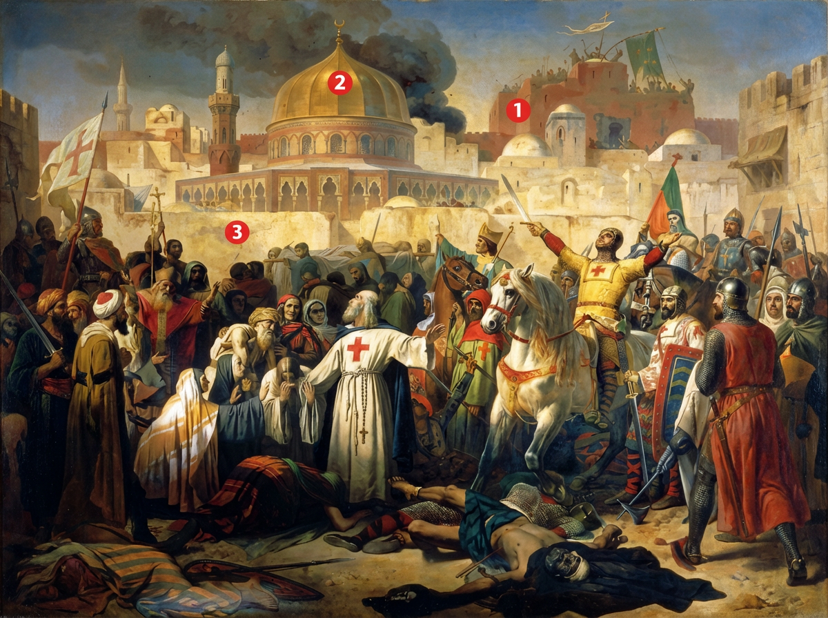 Les croisés prenant possession de Jérusalem.