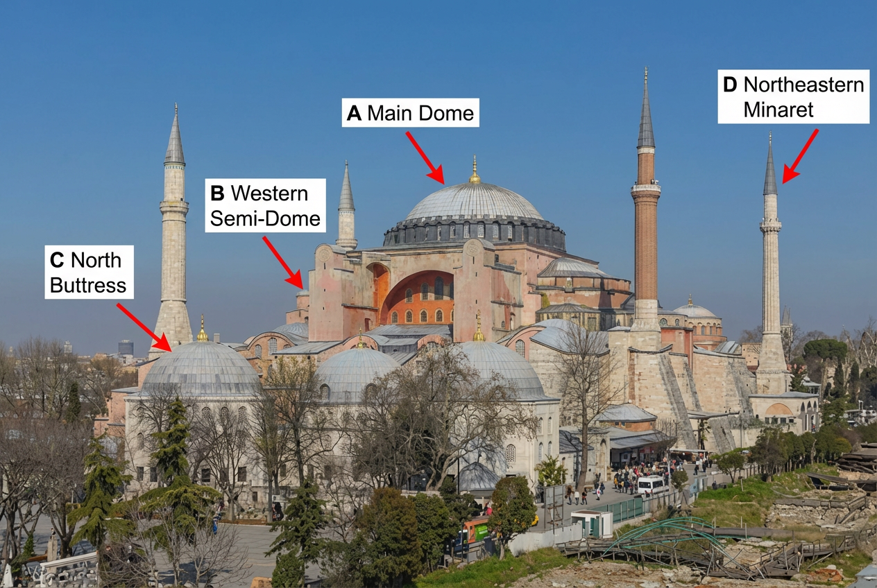 Ancienne cathédrale Sainte-Sophie à Constantinople, aujourd’hui défigurée.