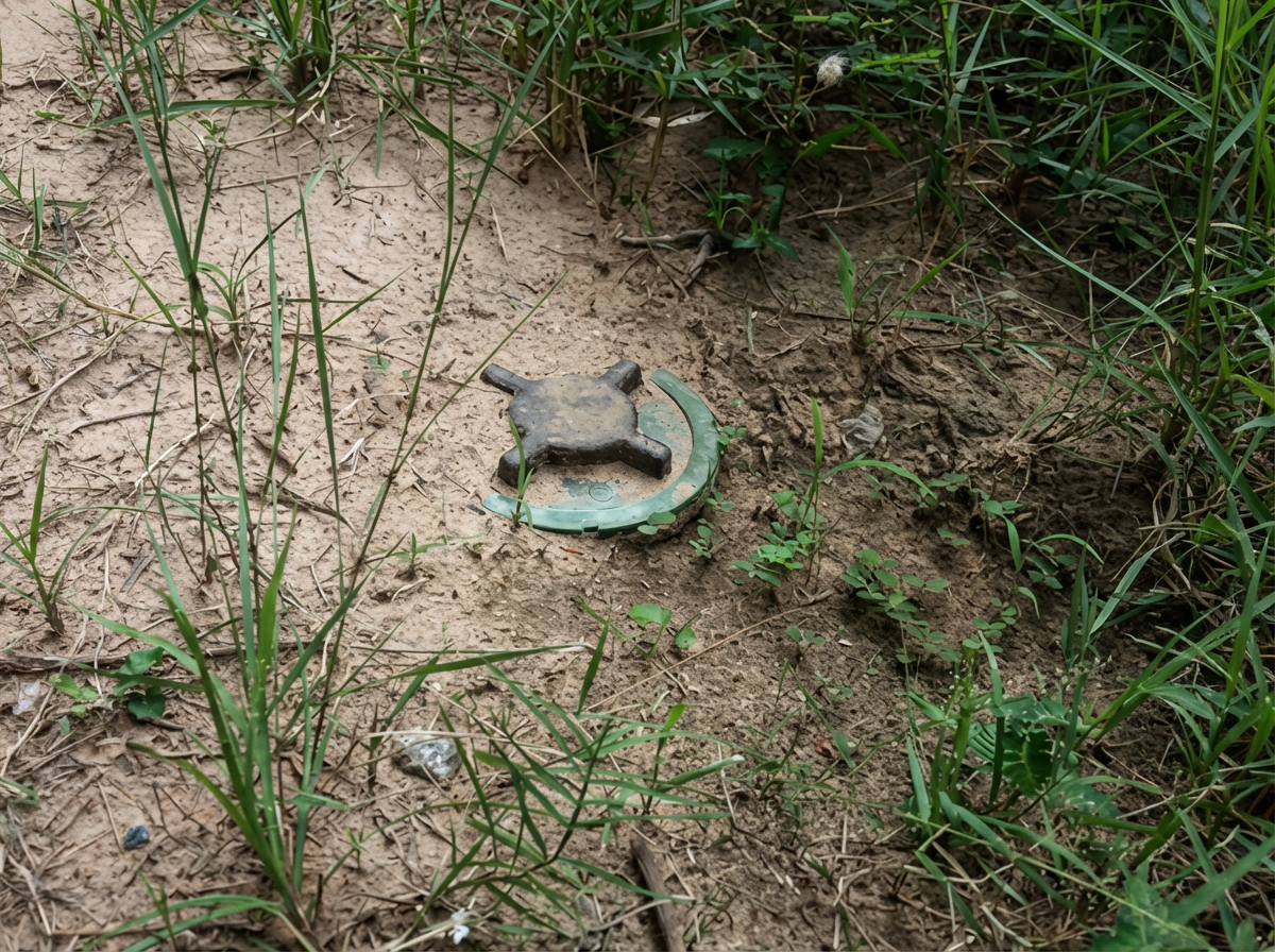 Photo d'une mine émergeant du sol