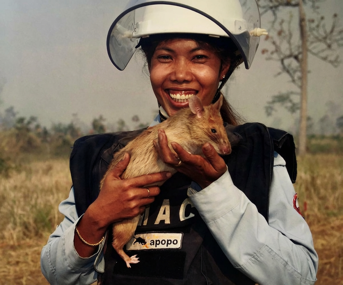 Equipier tenant un rat