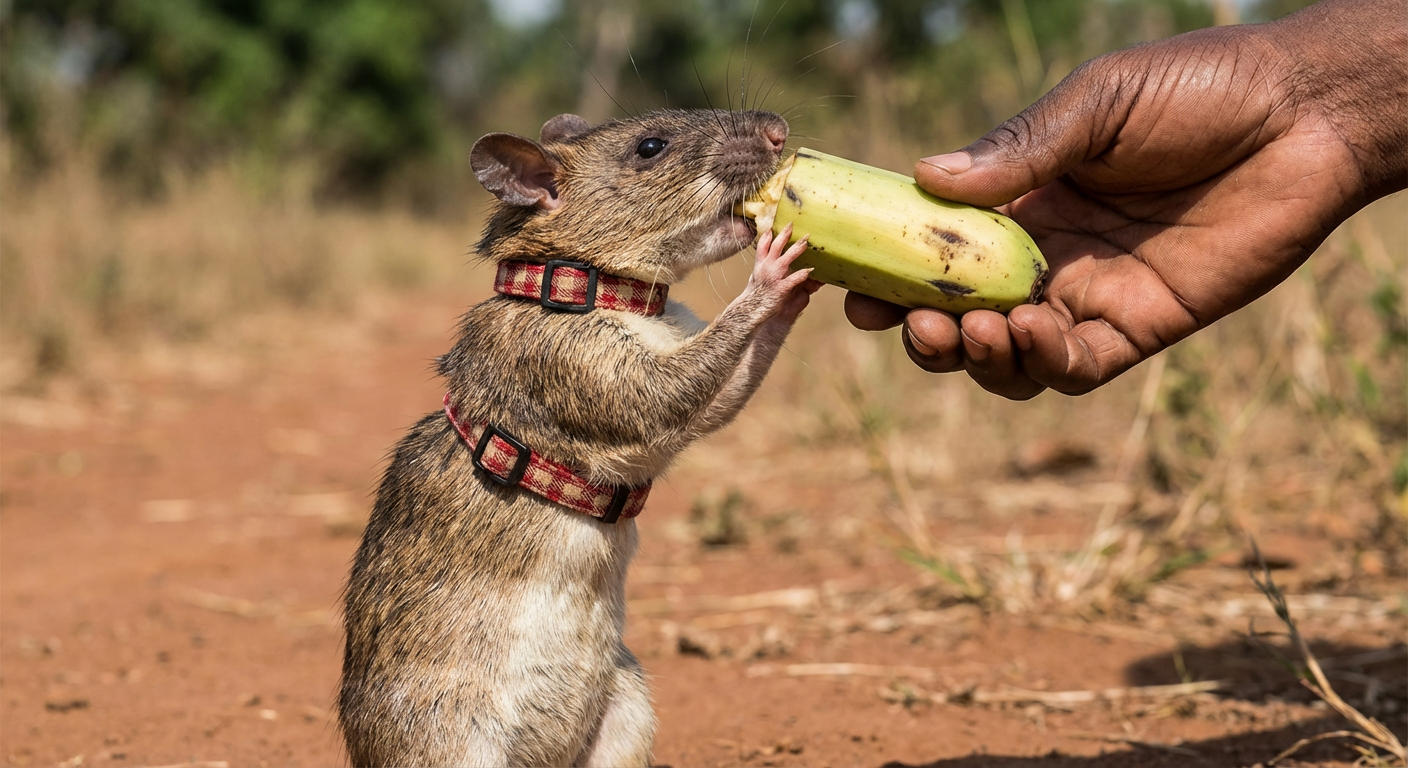 Photo d'un rat qui mange une banane