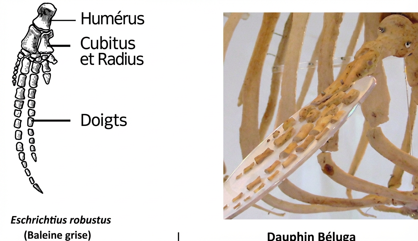 Comparaison doigts de balaine grise et Dauphin