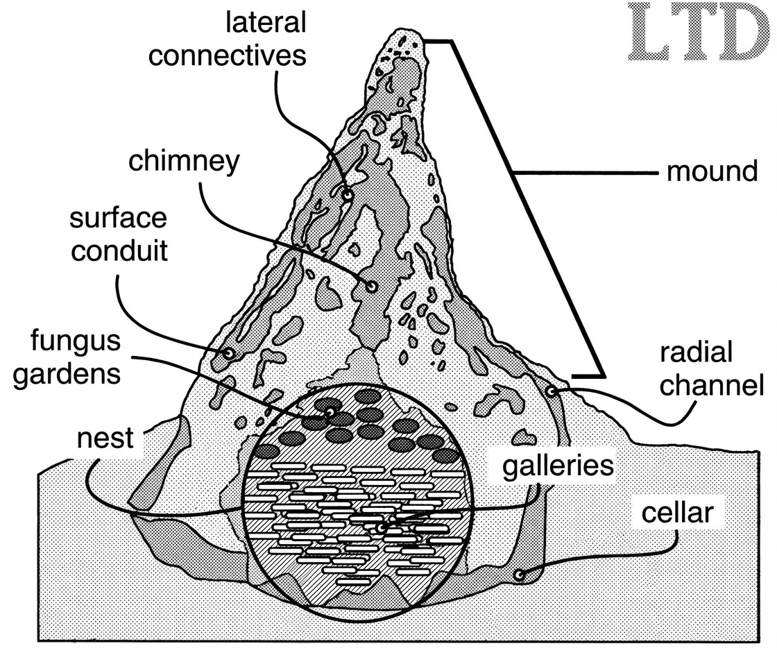 Schéma d'une termitière