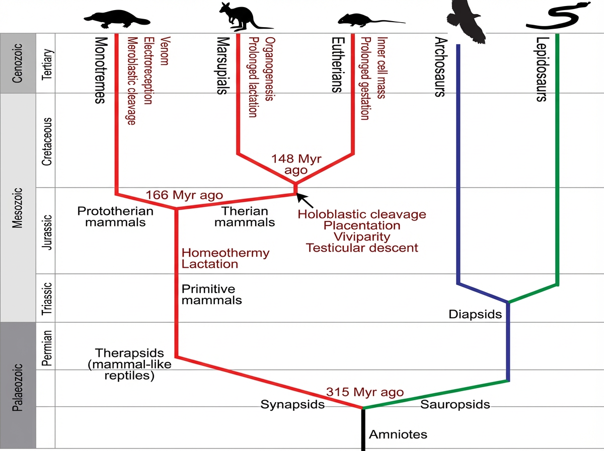 Tableau : les monotrèmes dans la taxonomie