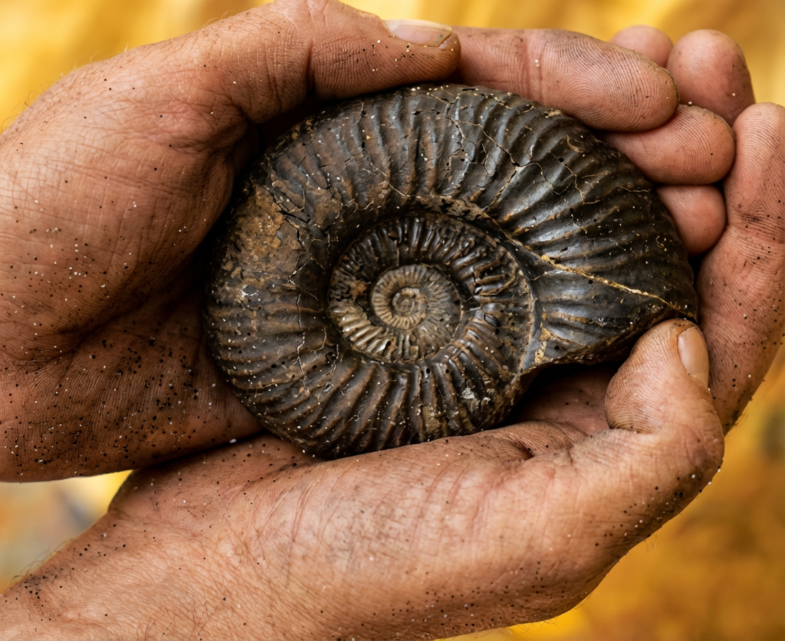 ammonite d'une crétion d'ardoise noire