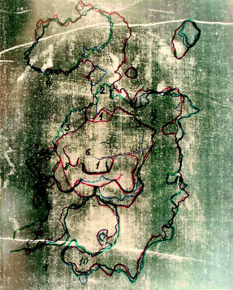 Superposition des taches du suaire d'Oviedo sur le Linceul