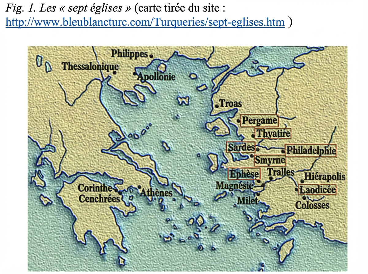 Cartographie des septs églises de l'apocalypse